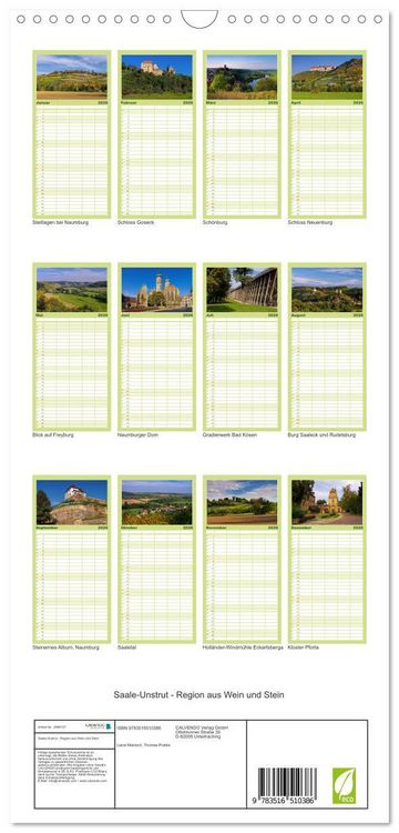 Produktbild: Familienplaner 2026 - Saale-Unstrut - Region aus Wein und Stein mit 5 Spalten (Wandkalender, 21 x 45 cm) CALVENDO