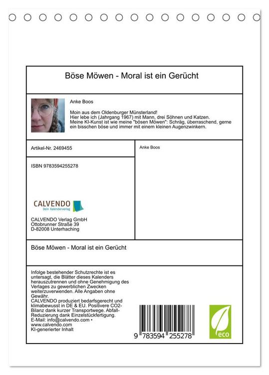 Produktbild: B&ouml;se M&ouml;wen - Moral ist ein Ger&uuml;cht (Tischkalender 2027 DIN A5 hoch), CALVENDO Monatskalender