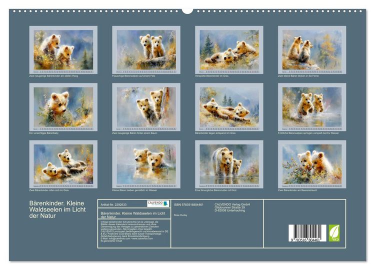 Produktbild: B&auml;renkinder. Kleine Waldseelen im Licht der Natur (hochwertiger Premium Wandkalender 2027 DIN A2 quer), Kunstdruck in Hochglanz