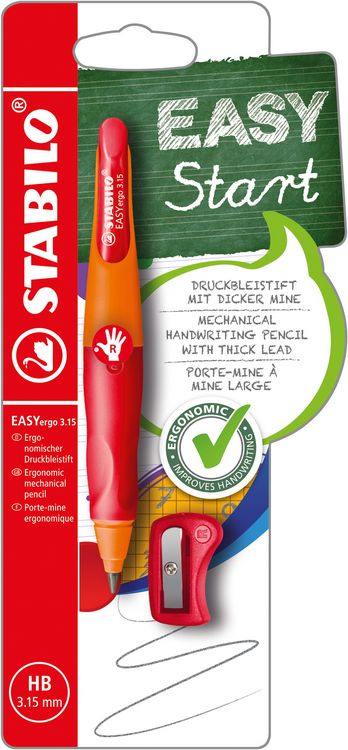 Produktbild: STABILO Druckbleistift EASYergo 3.15 mit Spitzer HB RH orange/rot Blister