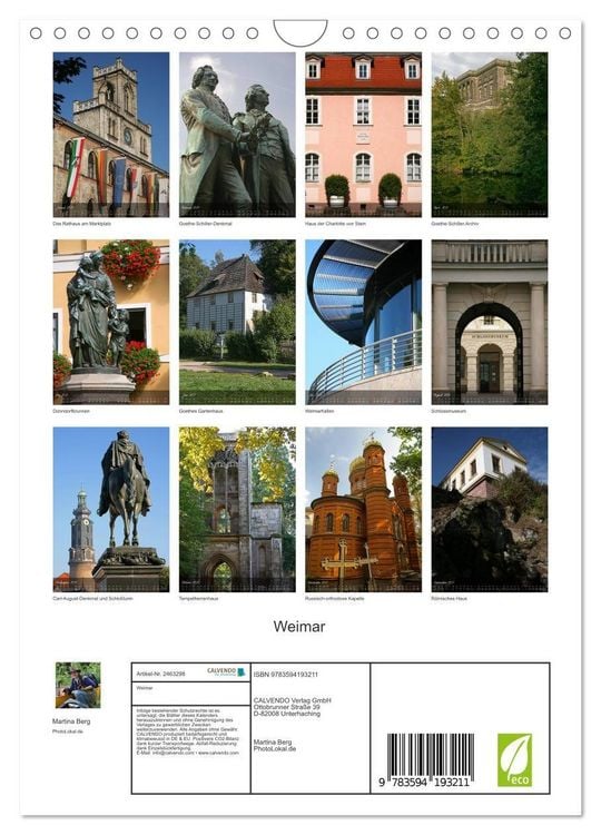 Produktbild: Weimar (Wandkalender 2027 DIN A4 hoch), CALVENDO Monatskalender