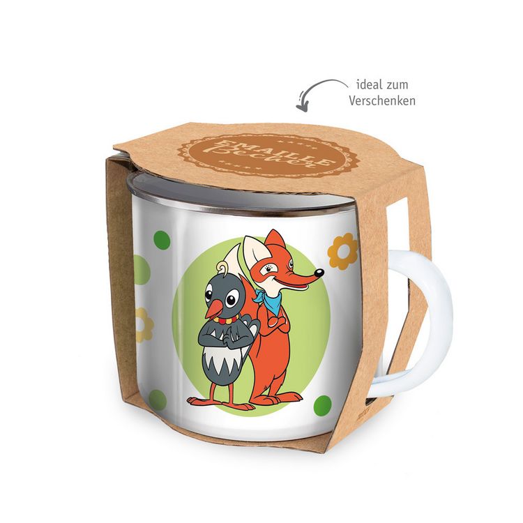 Produktbild: Tr&ouml;tsch Unser Sandm&auml;nnchen Emaille Becher Tasse Fuchs und Elster