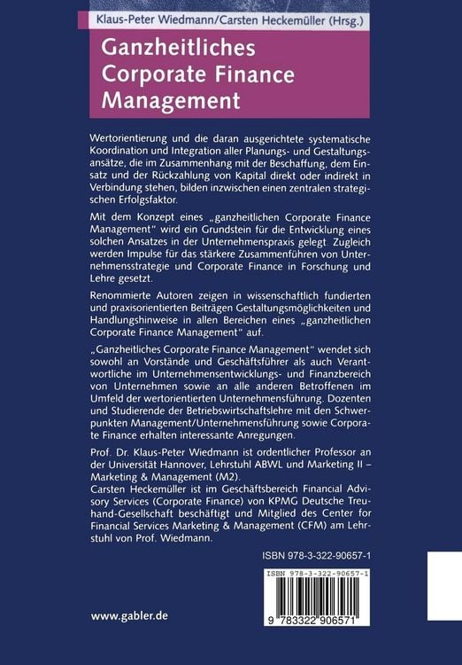 Produktbild: Ganzheitliches Corporate Finance Management