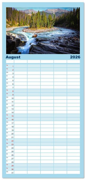 Produktbild: Familienplaner 2026 - Kanadas Rocky Mountains: Zwischen Gipfeln & glasklaren Seen mit 5 Spalten (Wandkalender, 21 x 45 cm) CALVENDO