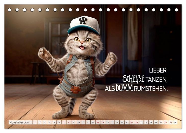 Produktbild: S&uuml;&szlig;e Katzen und coole Spr&uuml;che (Tischkalender 2026 DIN A5 quer), CALVENDO Monatskalender