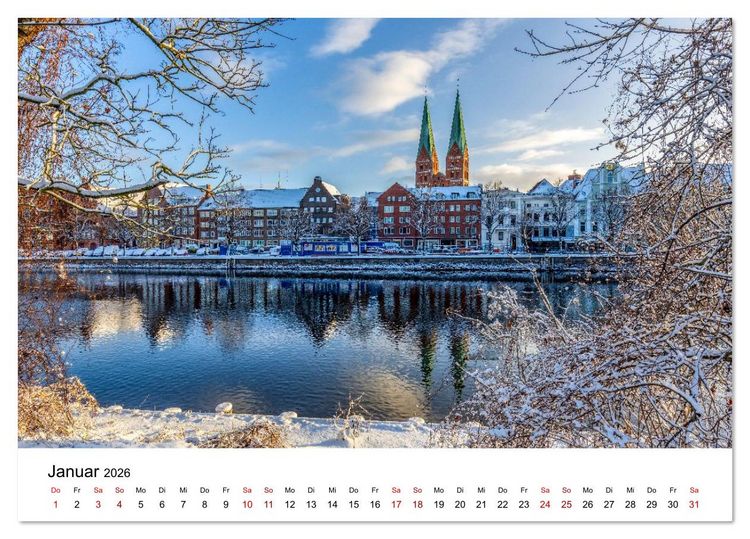 Produktbild: L&uuml;beck &ndash; Im Licht der Zeit (Tischkalender 2026 DIN A5 quer), CALVENDO Monatskalender