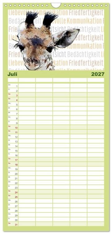 Produktbild: Familienplaner 2027 - Mein wildes Krafttier voller Achtsamkeit mit 5 Spalten (Wandkalender, 21 x 45 cm) CALVENDO