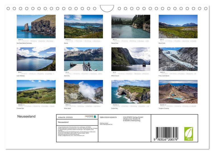 Produktbild: Neuseeland (Wandkalender 2026 DIN A4 quer), CALVENDO Monatskalender