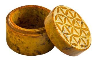 Produktbild: Box "Blume des Lebens" Speckstein ocker rund 5 cm
