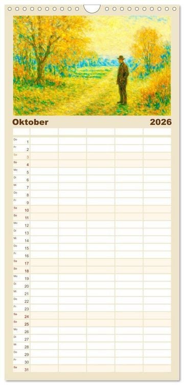 Produktbild: Familienplaner 2026 - Rainer Maria Rilke. Sein Leben, seine Werke mit 5 Spalten (Wandkalender, 21 x 45 cm) CALVENDO