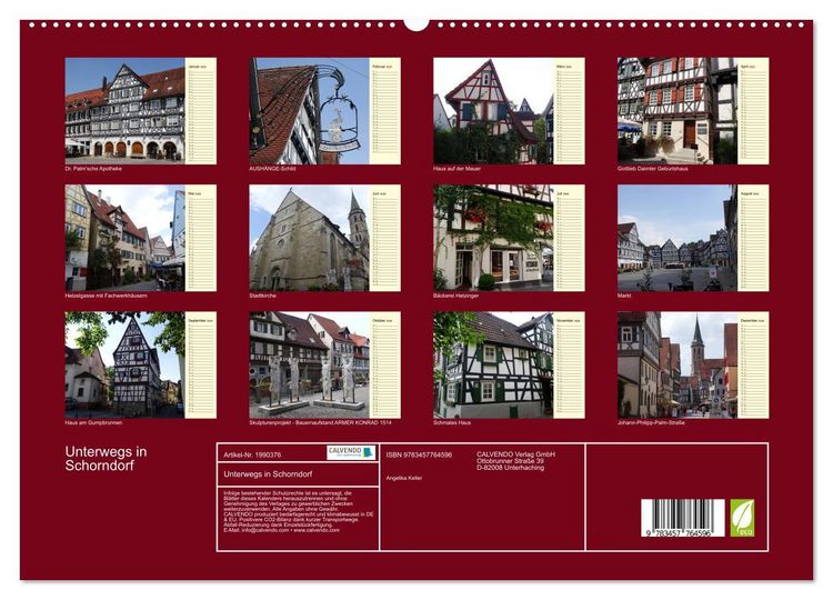 Produktbild: Unterwegs in Schorndorf (hochwertiger Premium Wandkalender 2026 DIN A2 quer), Kunstdruck in Hochglanz