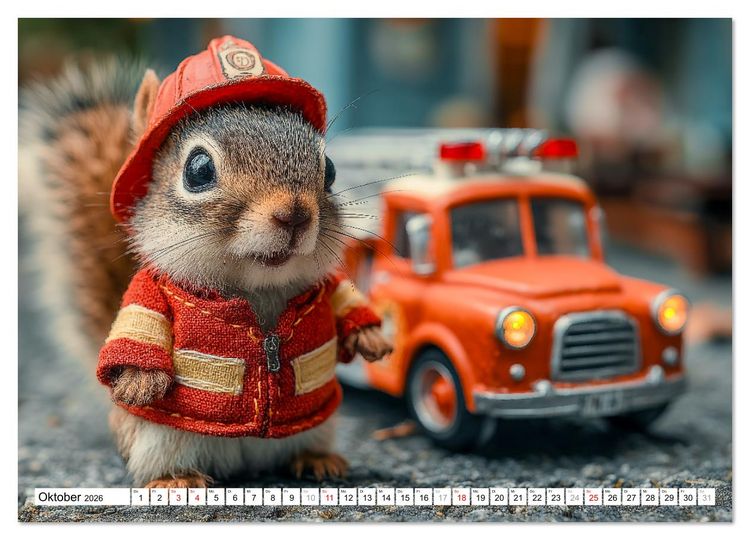 Produktbild: Eichh&ouml;rnchen - Die lustigen Tiere und ihre Berufe im Wald (Wandkalender 2026 DIN A3 quer), CALVENDO Monatskalender