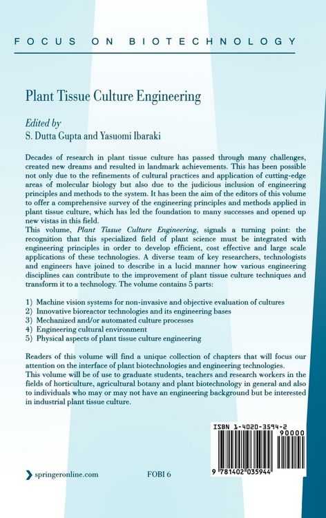 Produktbild: Plant Tissue Culture Engineering