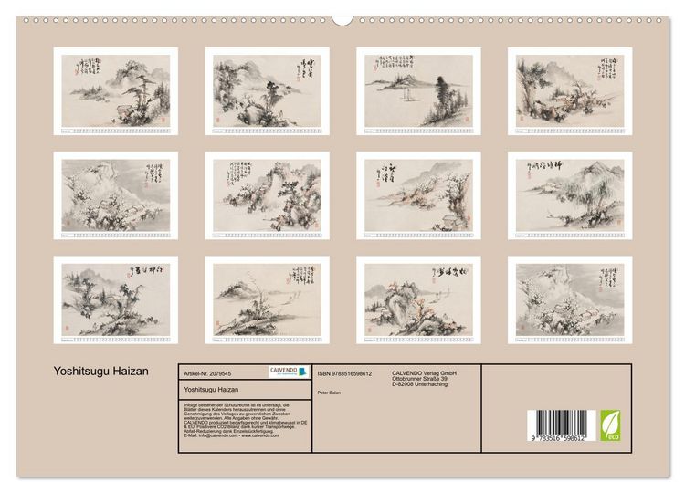 Produktbild: Yoshitsugu Haizan (hochwertiger Premium Wandkalender 2026 DIN A2 quer), Kunstdruck in Hochglanz
