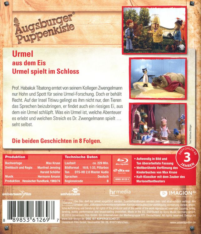 Produktbild: Augsburger Puppenkiste - Urmel aus dem Eis / ... spielt im Schloss