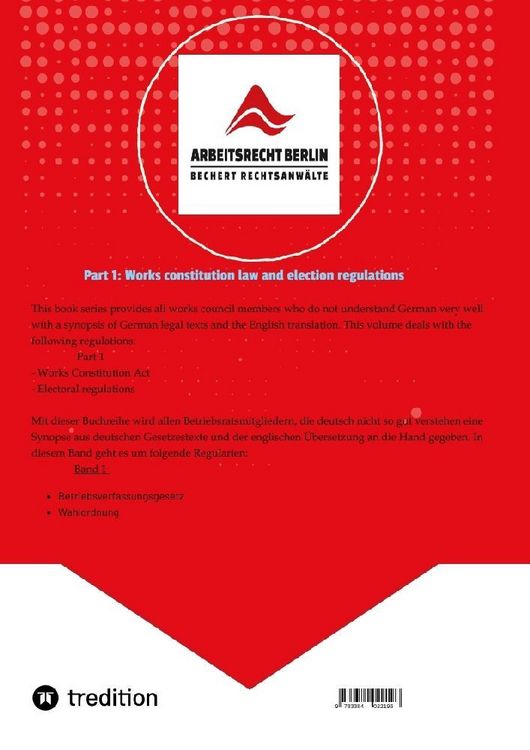Produktbild: Basic laws for the workers' councils - Deutsches Recht f&uuml;r englischsprachige Betriebsratsmitglieder