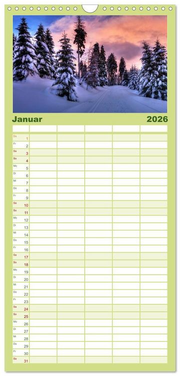 Produktbild: Familienplaner 2026 - Harz Landschaften mit 5 Spalten (Wandkalender, 21 x 45 cm) CALVENDO