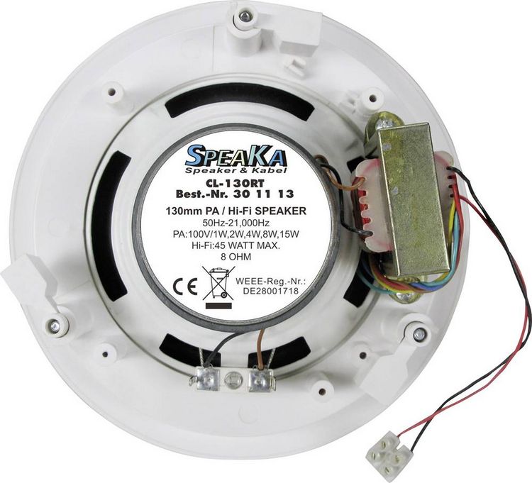 Produktbild: Renkforce CL-130RT ELA-Einbaulautsprecher 45W 100V Wei&szlig; 1St.