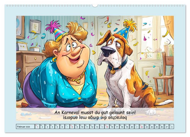 Produktbild: Frauchen und Hund. Witzige Cartoons vom t&auml;glichen Chaos (Wandkalender 2026 DIN A2 quer), CALVENDO Monatskalender