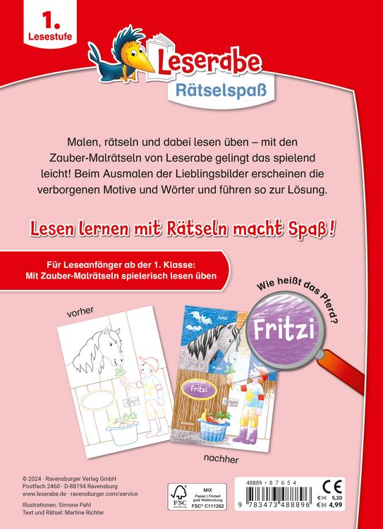 Produktbild: Leserabe R&auml;tselspa&szlig; - Zauber-Malr&auml;tsel zum Lesenlernen: Pferde (1. Lesestufe)