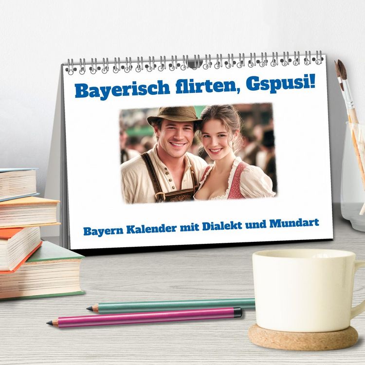 Produktbild: Bayerisch flirten, Gspusi! Bayern Kalender mit Dialekt und Mundart (Tischkalender 2026 DIN A5 quer), CALVENDO Monatskalender