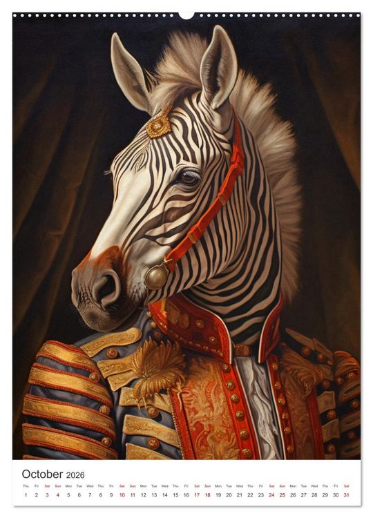 Produktbild: Animal Art - A collection of Renaissance paintings with animal motifs (High Quality Premium Wall Calendar 2026 DIN A2 portrait),CALVENDO 12 Month Wall Calendar