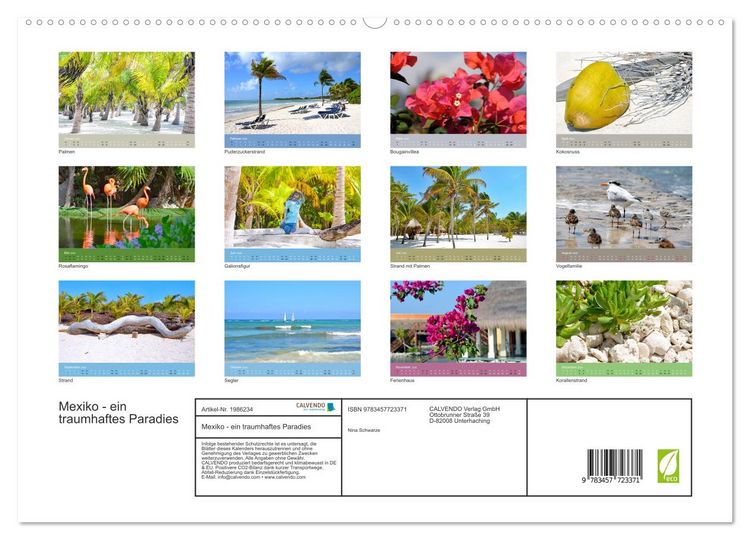 Produktbild: Mexiko - ein traumhaftes Paradies (hochwertiger Premium Wandkalender 2026 DIN A2 quer), Kunstdruck in Hochglanz