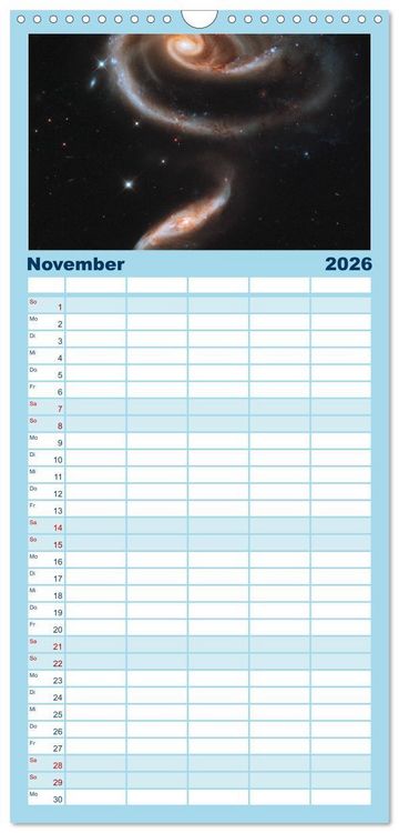 Produktbild: Familienplaner 2026 - Der Weltraum. Gasnebel und Galaxien mit 5 Spalten (Wandkalender, 21 x 45 cm) CALVENDO