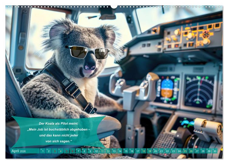 Produktbild: Der tierisch lustige Piloten-Kalender (Wandkalender 2026 DIN A2 quer), CALVENDO Monatskalender