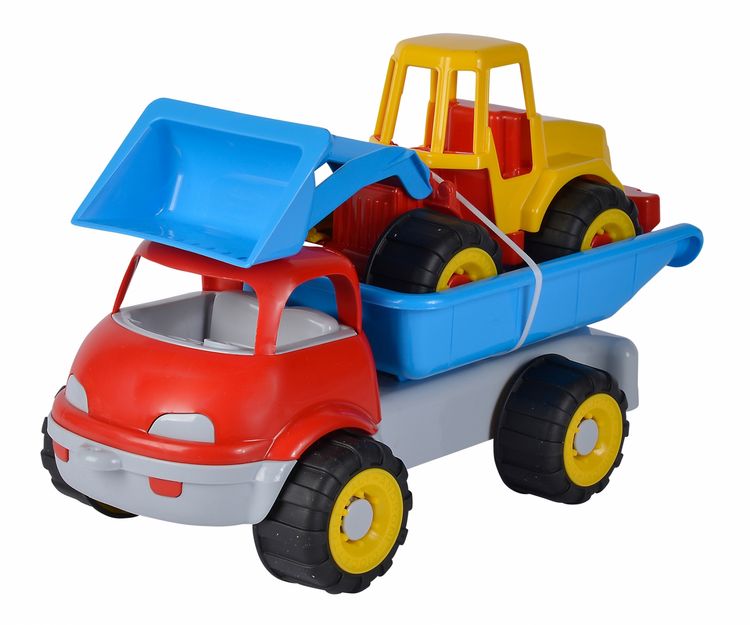 Produktbild: Sandfahrzeug LKW Kipper mit Bagger 29cm/35cm Softreifen