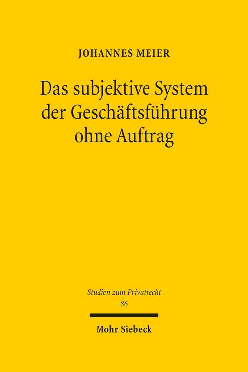 Produktbild: Das subjektive System der Gesch&auml;ftsf&uuml;hrung ohne Auftrag