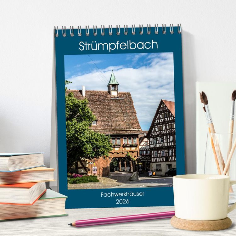 Produktbild: Str&uuml;mpfelbach - Fachwerkh&auml;user (Tischkalender 2026 DIN A5 hoch), CALVENDO Monatskalender