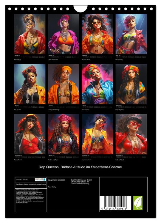 Produktbild: Rap Queens. Badass Attitude im Streetwear-Charme (Wandkalender 2026 DIN A4 hoch), CALVENDO Monatskalender