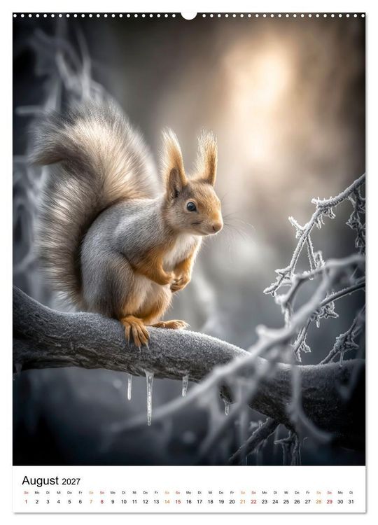 Produktbild: Tiere im Winter - eisige Eleganz (hochwertiger Premium Wandkalender 2027 DIN A2 hoch), Kunstdruck in Hochglanz