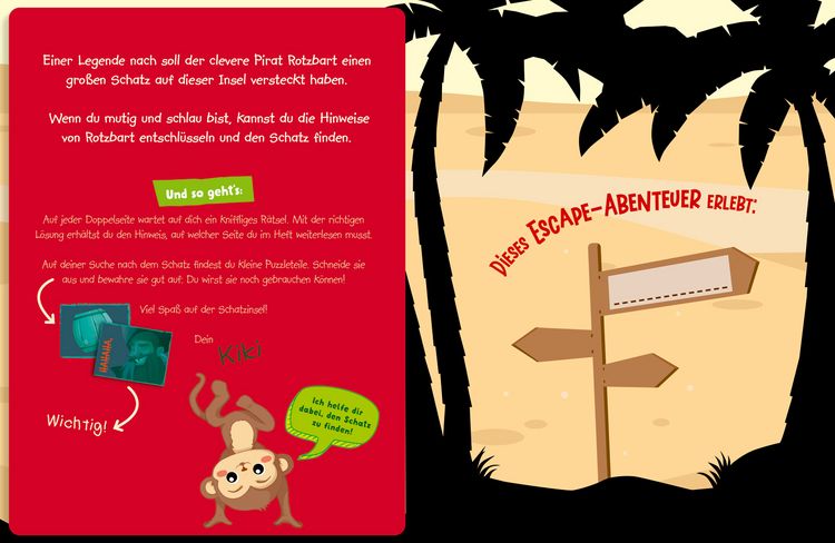 Produktbild: Abenteuer Escape. Ein R&auml;tselheft. Die Schatzinsel - Wer findet den Piratenschatz?