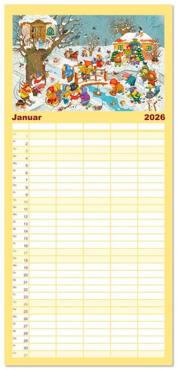 Produktbild: Familienplaner 2026 - Wimmelig durch das Jahr mit 5 Spalten (Wandkalender, 21 x 45 cm) CALVENDO