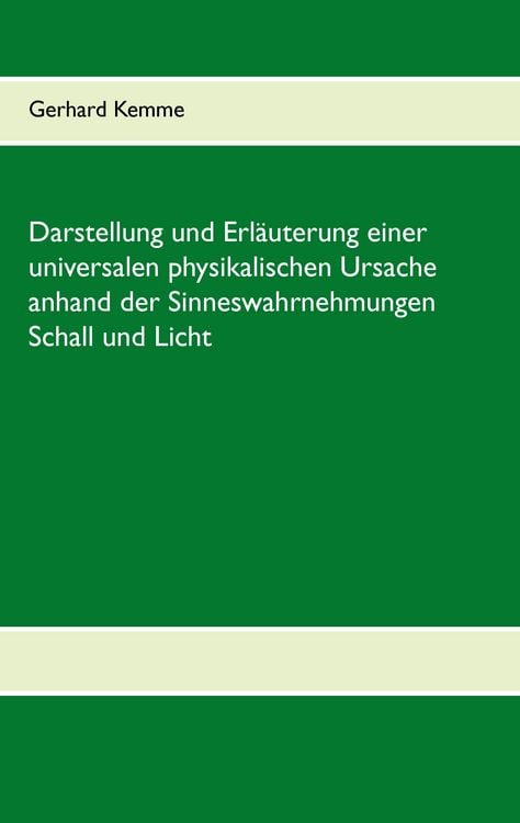 Produktbild: Darstellung und Erl&auml;uterung einer universalen physikalischen Ursache anhand der Sinneswahrnehmungen Schall und Licht