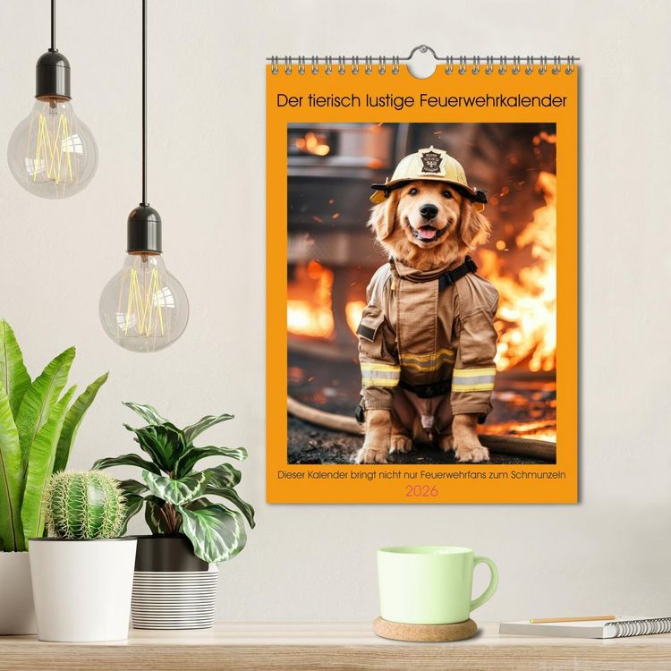 Produktbild: Der tierisch lustige Feuerwehrkalender (Wandkalender 2026 DIN A4 hoch), CALVENDO Monatskalender