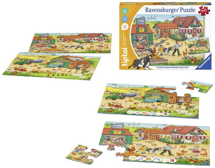 Produktbild: Ravensburger 00136 - tiptoi® Puzzle für kleine Entdecker: Bauernhof, 2x12 Teile