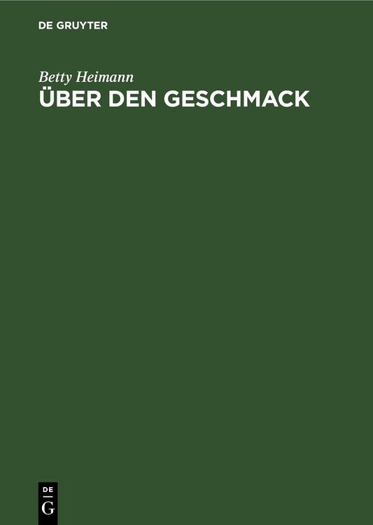 Produktbild: &Uuml;ber den Geschmack