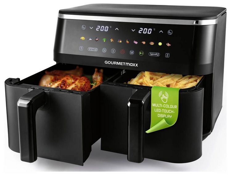 Produktbild: GourmetMaxx 16818 Hei&szlig;luft-Fritteuse 12l 2800W Antihaftbeschichtung, BPA-frei, Cool-Touch-Geh&auml;use, digitaler Timer, Grillfunktion