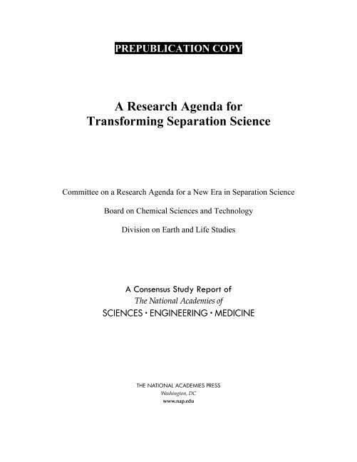 Produktbild: A Research Agenda for Transforming Separation Science