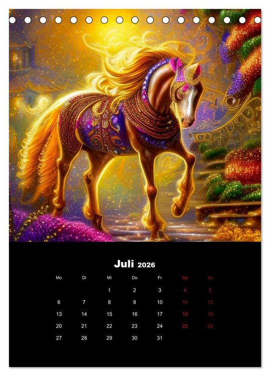 Produktbild: Pferde im goldenen Kleid (Tischkalender 2026 DIN A5 hoch), CALVENDO Monatskalender