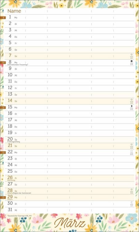 Produktbild: Deko-Familienplaner mit Tasche Flower Time 2027
