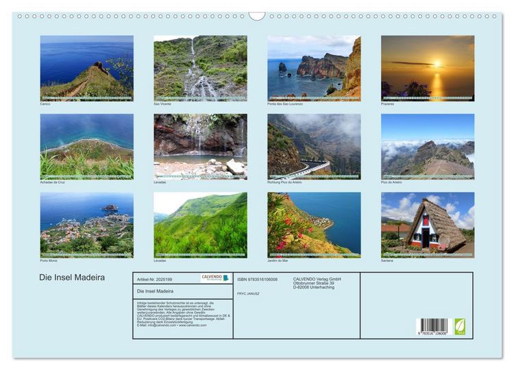 Produktbild: Die Insel Madeira (Wandkalender 2026 DIN A2 quer), CALVENDO Monatskalender