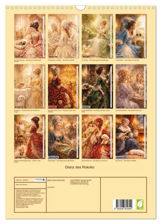 Produktbild: Glanz des Rokoko (Wandkalender 2027 DIN A3 hoch), CALVENDO Monatskalender