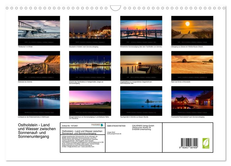Produktbild: Ostholstein - Land und Wasser zwischen Sonnenauf- und Sonnenuntergang (Wandkalender 2026 DIN A3 quer), CALVENDO Monatskalender