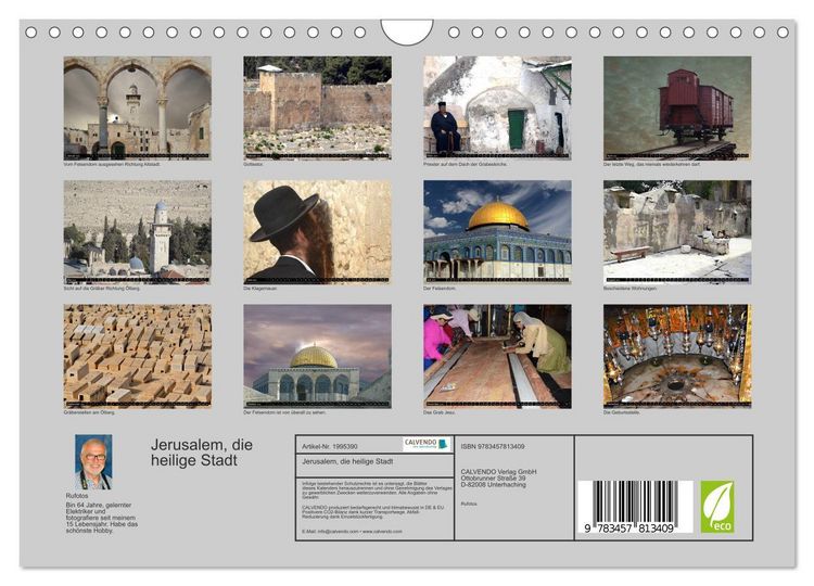 Produktbild: Jerusalem, die heilige Stadt (Wandkalender 2026 DIN A4 quer), CALVENDO Monatskalender