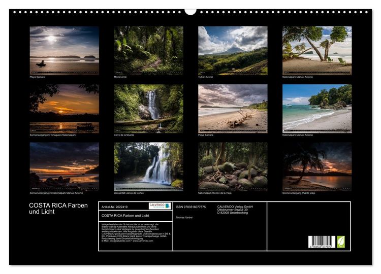 Produktbild: COSTA RICA Farben und Licht (Wandkalender 2026 DIN A2 quer), CALVENDO Monatskalender