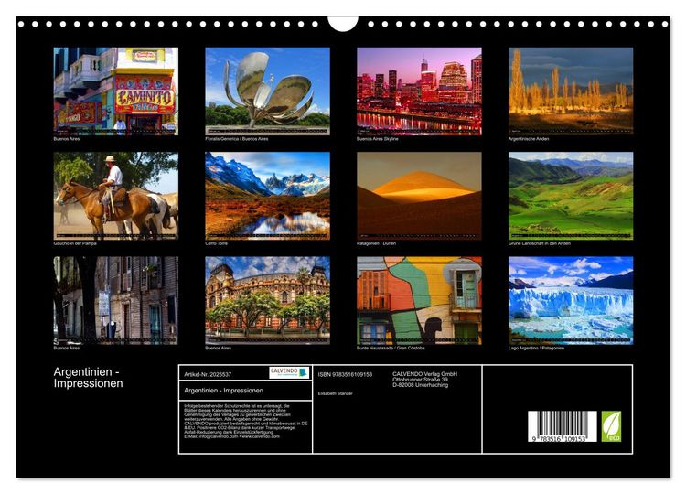 Produktbild: Argentinien - Impressionen (Wandkalender 2026 DIN A3 quer), CALVENDO Monatskalender